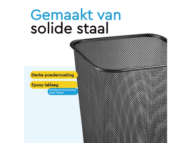 BRASQ Papierbak 12 liter Zwart Vierkant Set van 2 WBBSO2