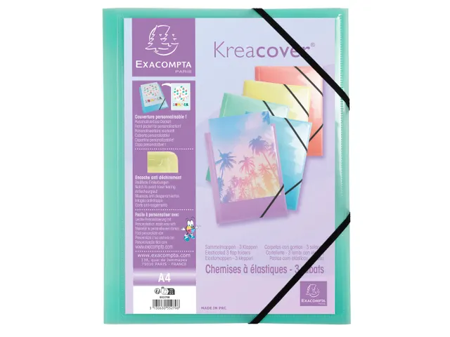 Elastomap Kreacover A4 3 Kleppen Assorti Pastel