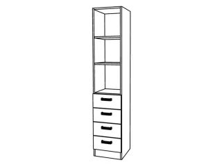 combikast,HxBxD 2004x406x420mm,4lade(n),romp wit,front wit - 1