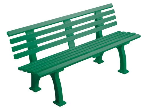 Kunststofbank 740x1500x380mm Zit H 440mm 9 Latten 2 Pootstellen Groen