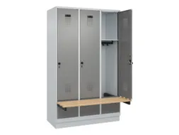 locker met bank,HxBxD 1950x1200x815mm,3vak,vak B 400mm,draaigrendel