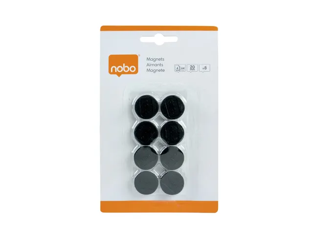 Magneet Nobo 20mm zwart 8 stuks
