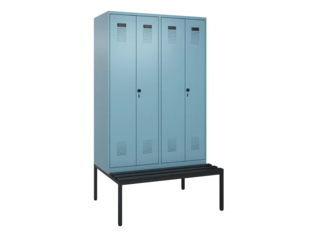 locker met bank,voor scheiding van kleding,HxBxD 2120x1200x815mm,4vak