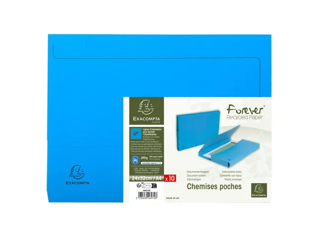 Exacompta Documentenbox Forever A4, 290 g/m², Blauw 10 Stuks