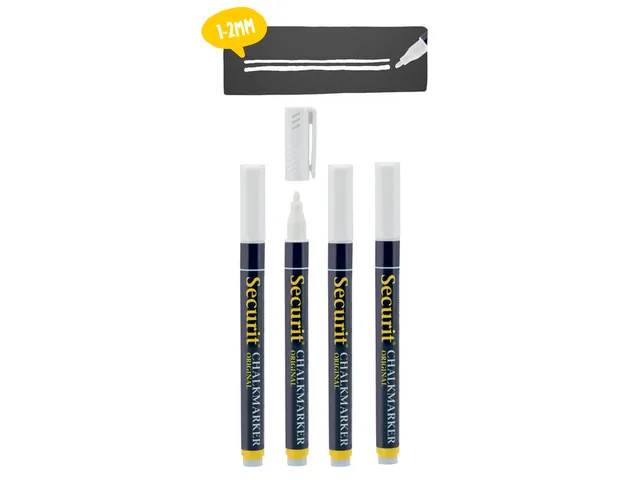 Krijtstift Securit SMA-100 rond wit 1-2mm blister à 4 stuks