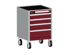 ladekast verrijdbaar 780x525x525mm 4laden RAL7035 front RAL3004