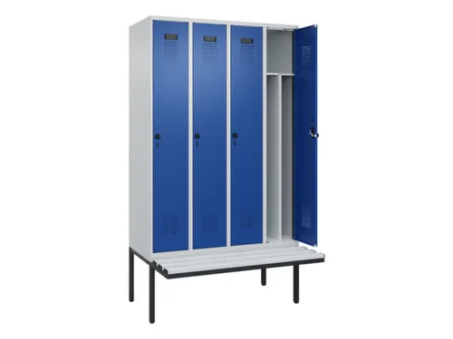 locker met bank,voor scheiding van kleding,HxBxD 2120x1200x815mm,4vak