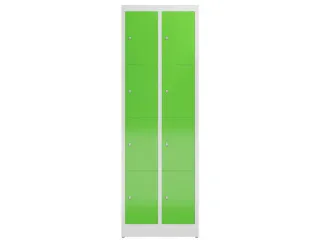 Lockerkast 1800x590x500mm 2x4 vakken cilinderslot, sokkel, RAL6018 - 2