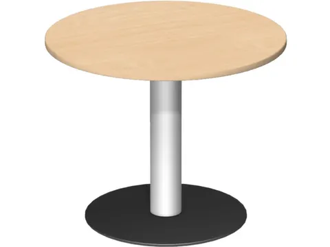 vergadertafel,HxØ 720x900mm,rond,schotelvoet RAL9006,blad beuken