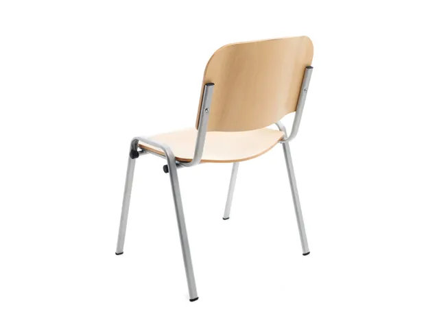 Chaise empilable bois nature dossier droit 4 pieds acier plat RAL9006