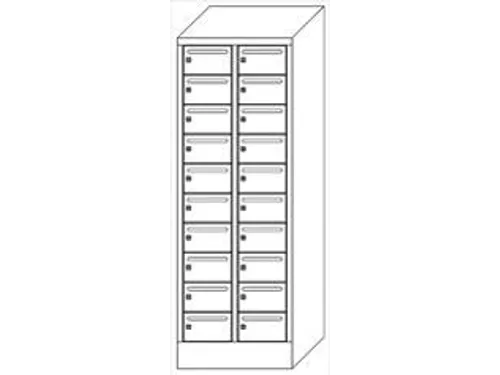 Postsorteerkast 1850x630x500mm 2x10 Vakken Ral7035 Front Ral5012