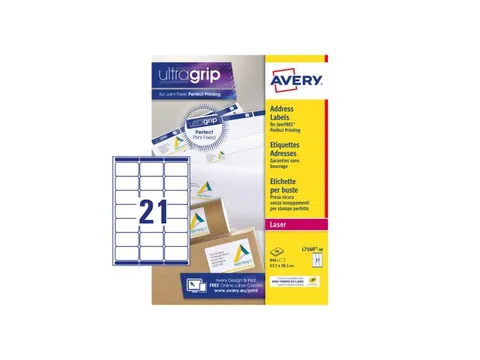 Adresetiket Avery QuickPeel L7160-40 63.5x38.1mm Wit 840 stuks