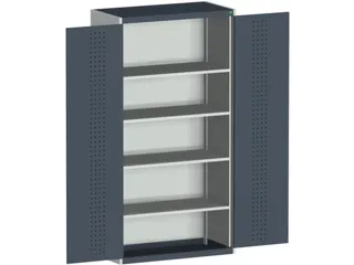 kast met geperforeerde platen,HxBxD 2000x1050x650mm,4xStalen bodem - 1
