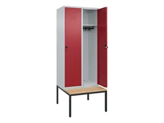 locker met bank,HxBxD 2120x800x815mm,2vak,vak B 400mm,draaigrendel - 2