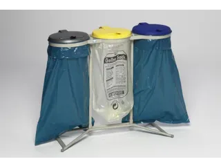 Afvalverzamelaar 120 Liter 3Voudig Staander Deksel Geel/blauw/zilver - 2