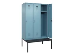 locker met bank,HxBxD 2120x1200x815mm,3vak,vak B 400mm,draaigrendel