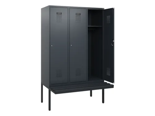 locker met bank,HxBxD 1950x1200x815mm,3vak,vak B 400mm,cilinderslot