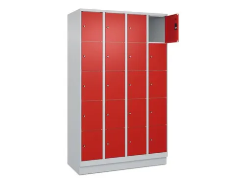 lockerkast,HxBxD 1950x1200x500mm,4x5vakken,vak B 300mm,cil.-slot