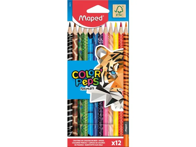 Crayon de couleur Maped Color'Peps Animals set 12 couleurs