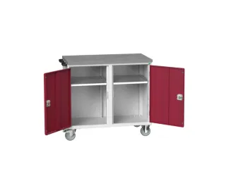 montagetafel 980x1050x600mm linoleumblad 2 kasten front RAL3004 - 1