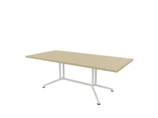vergadertafel,HxBxD 740x2100x1000mm,rechthoekig,V-vormonderstel wit - 1