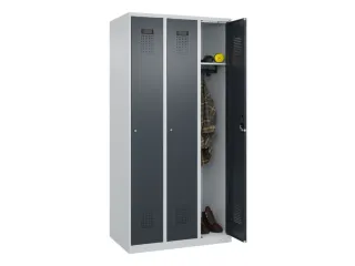 locker,HxBxD 1850x900x500mm,3vak,vak B 300mm,cil.-slot,staand op vloer - 1
