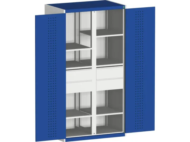 kast met geperforeerde platen,HxBxD 2000x1300x650mm,4xStalen bodem