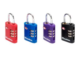 Hangslot Masterlock 3-cijfer combi TSA set van 2 sloten assorti in wil