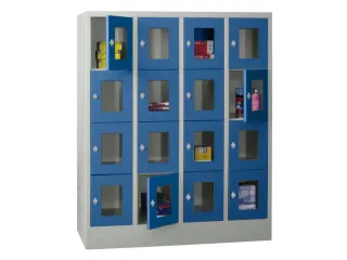 lockerkast,HxBxD 1518x1200x500mm,4x4vakken,RAL7035,front RAL5012 - 2