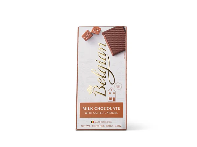 Chocolade The Belgian melk karamel zout reep 100 gram