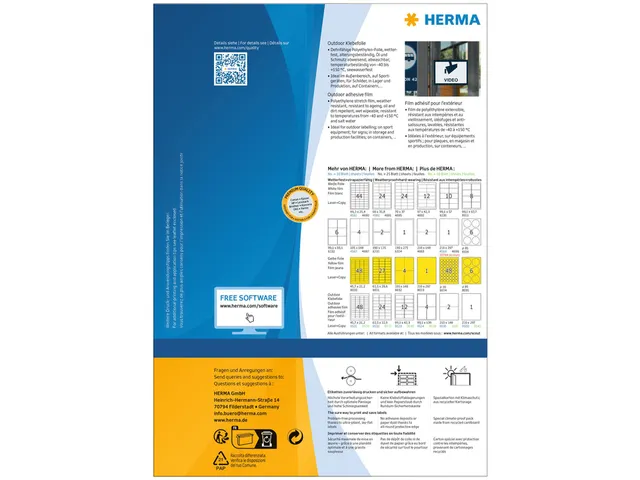 HERMA 9543 Weervaste Outdoor folie-etiketten A4 210x297mm Wit 40 stuks