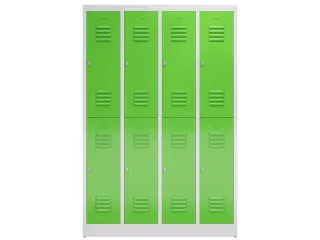 Dubbeldekse garderobekast 1800x1185x500mm 4x2vak klink RAL7035 RAL6018 - 2