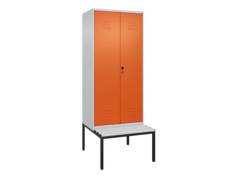 PBM-locker met bank,HxBxD 2120x800x815mm,2vak,vak B 400mm,draaigrendel