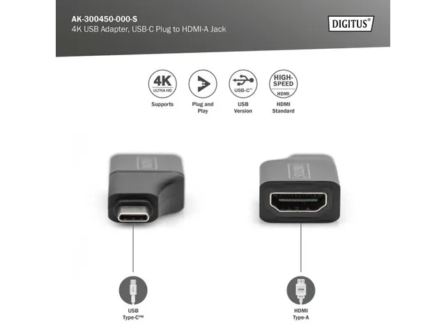 4K USB-adapter USB-C/mannelijk naar HDMI A/vrouwelijk