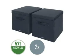 Leitz Stoffen opbergdoos met deksel Grijs 38x33x32,5cm 2 stuks