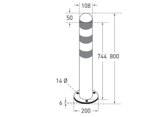 Afzetpaal,v. laadzuilen,Halve kogelkop,HxØ 800x108mm,RVS - 4
