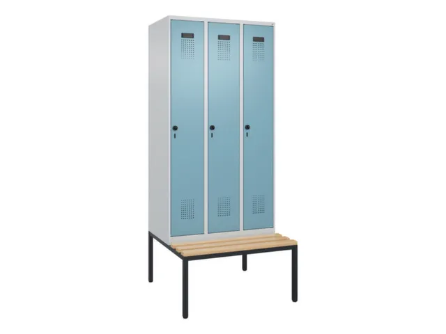 locker met bank,voor scheiding van kleding,HxBxD 2120x900x815mm,3vak