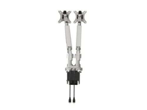 Dubbele monitorarm incl. USB poorten Grijs