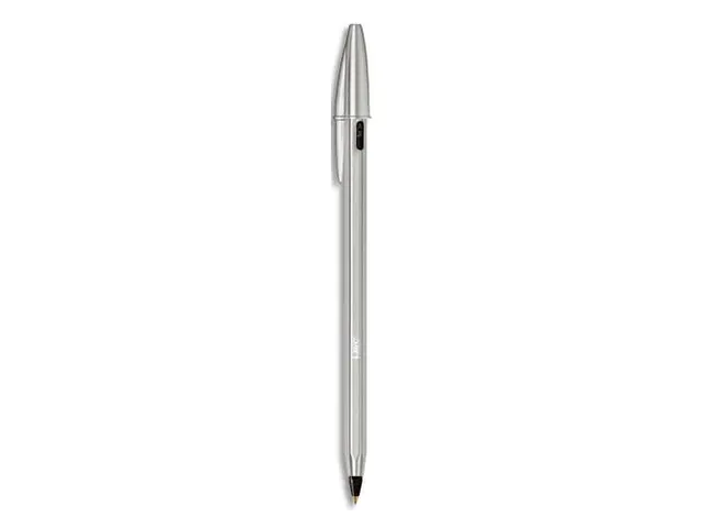 stylo à bille Cristal Re-new, corps argent, encre noir, boîte de 1 p