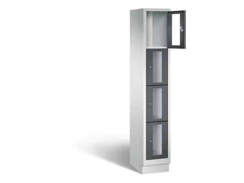 Lockerkast 1800x320x500mm 1x4 vakken Cilinderslot, Sokkel, RAL7021
