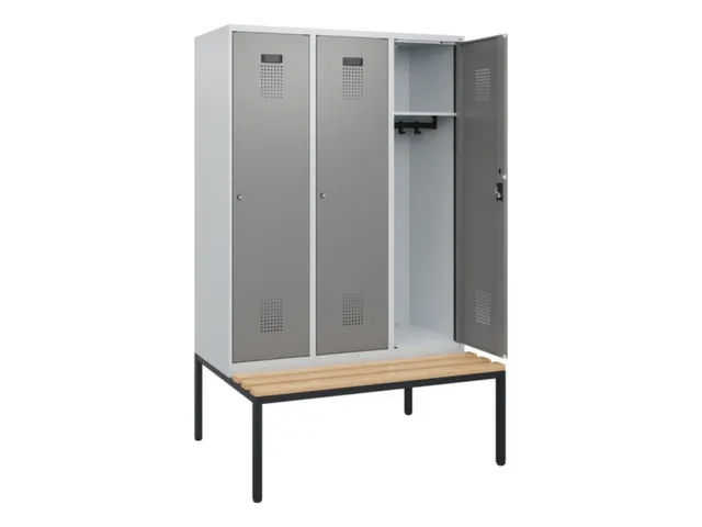 locker met bank,HxBxD 1950x1200x815mm,3vak,vak B 400mm,cilinderslot