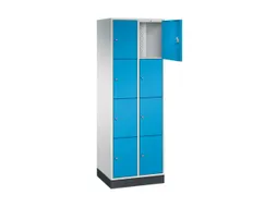 lockerkast,RAL 7035/RAL 5012,HxBxD 1950x620x500mm,2x4vakken,cil.-slot