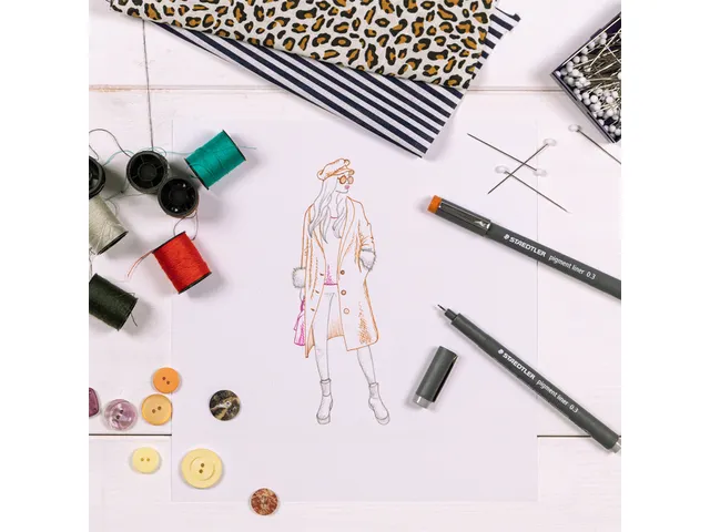 Fineliner Staedtler Pigment 308 zwart set 4+2 gratis 0.05-0.8mm