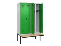 locker met bank,voor scheiding van kleding,HxBxD 2120x1200x815mm,4vak