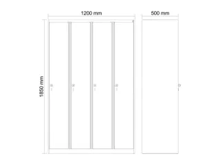 locker,HxBxD 1850x1200x500mm,4vak,vak B 300mm,cil.-slot - 4