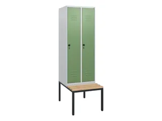 locker met bank,HxBxD 1950x600x815mm,2vak,vak B 300mm,draaigrendel - 1