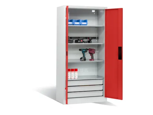 acculaadkast 1950x930x500mm 5stekkerdozen 230V cil.-slot front RAL3000