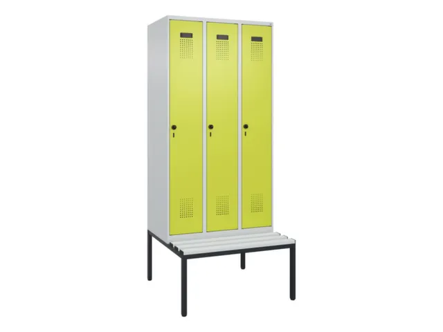 locker met bank,voor scheiding van kleding,HxBxD 2120x900x815mm,3vak