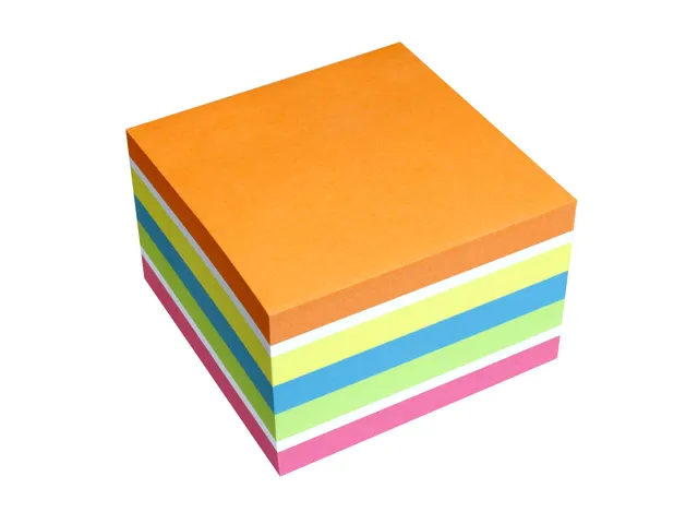 Bloc-mémo 75x75mm cube 450 feuillets 6 couleurs FSC