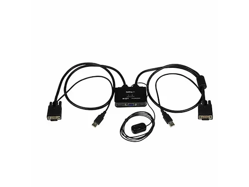 2-poorts USB VGA-kabel KVM-switch - met USB-voeding en afstandsbedieni